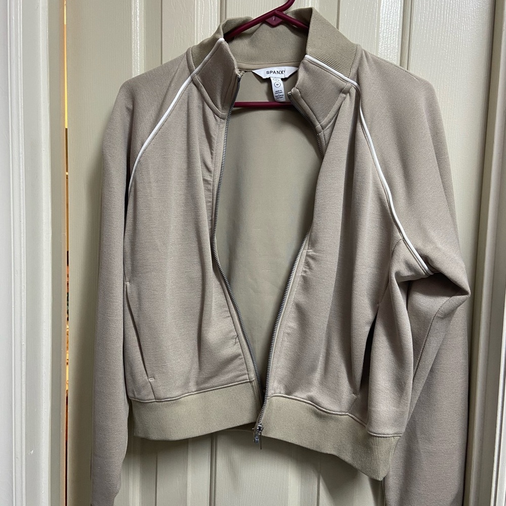 SPANX Women's Beige Bomber Jacket